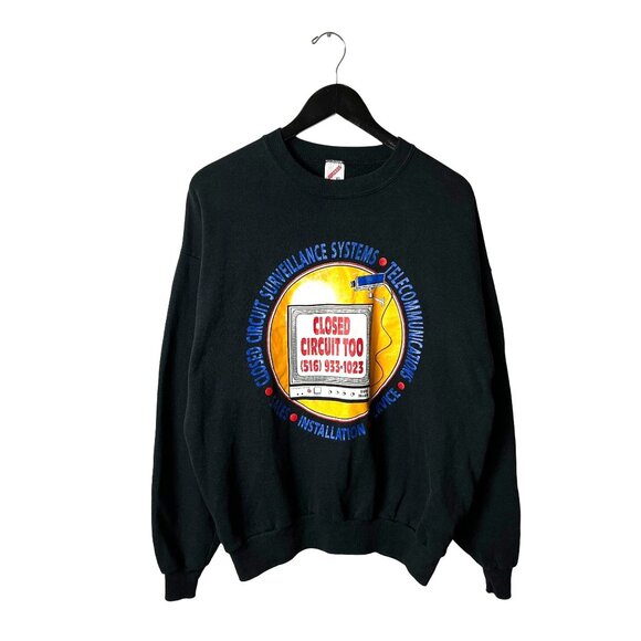 Vintage 80s 90s Jerzees Closed Circuit Surveillance Systems Graphic Crewneck XL - Picture 2 of 13